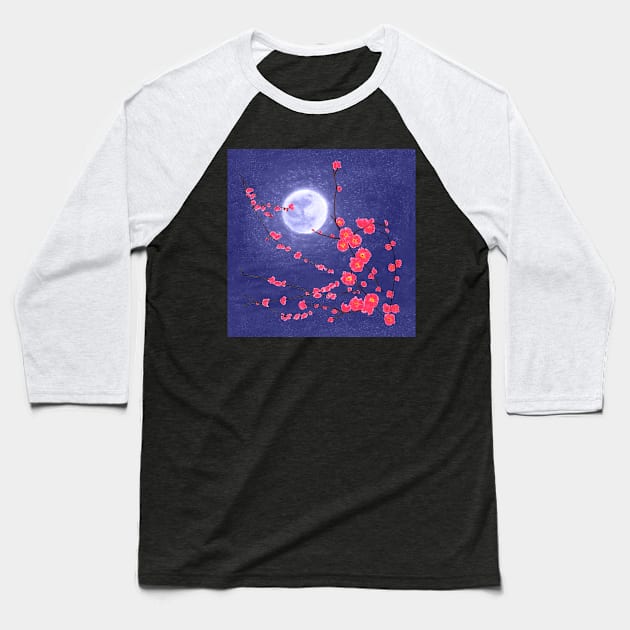 Spring Moon Night Baseball T-Shirt by MitaDreamDesign